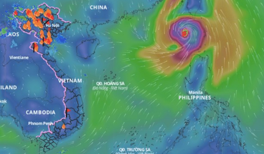 Bão số 5 đã đi vào Biển Đông, tâm bão mạnh cấp 16, giật trên cấp 17