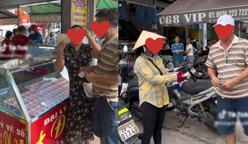 'Bất đắc dĩ' trúng vé số hơn 200 triệu đồng, hai vợ chồng quyết định lãnh tiền phát quanh chợ