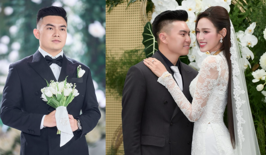 Chồng Đỗ Thị Hà diện ba bộ suit phong cách “quý ông thượng lưu”' trong ngày cưới