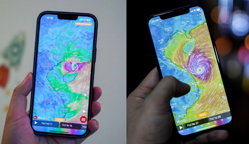 Ứng dụng trên điện thoại giúp người dân chủ động theo dõi và dự báo về hướng đi của bão số 1 liên tục 24/24