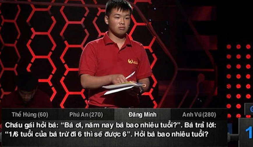 Câu hỏi Tiểu học khiến thí sinh Olympia đứng hình: “1/6 tuổi bà trừ 6 thì sẽ được 6. Hỏi bà bao nhiêu tuổi?