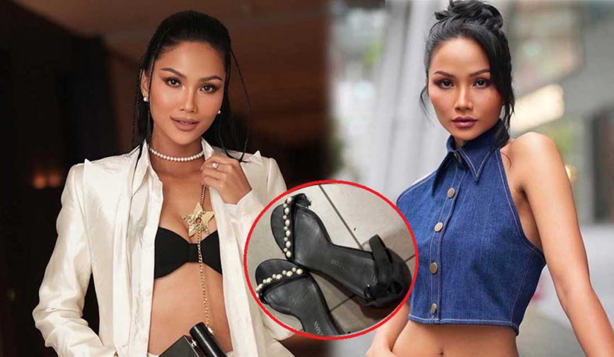 Là Hoa hậu đắt show, H'Hen Niê vẫn sửa đi sửa lại đôi giày bung be bét để mang