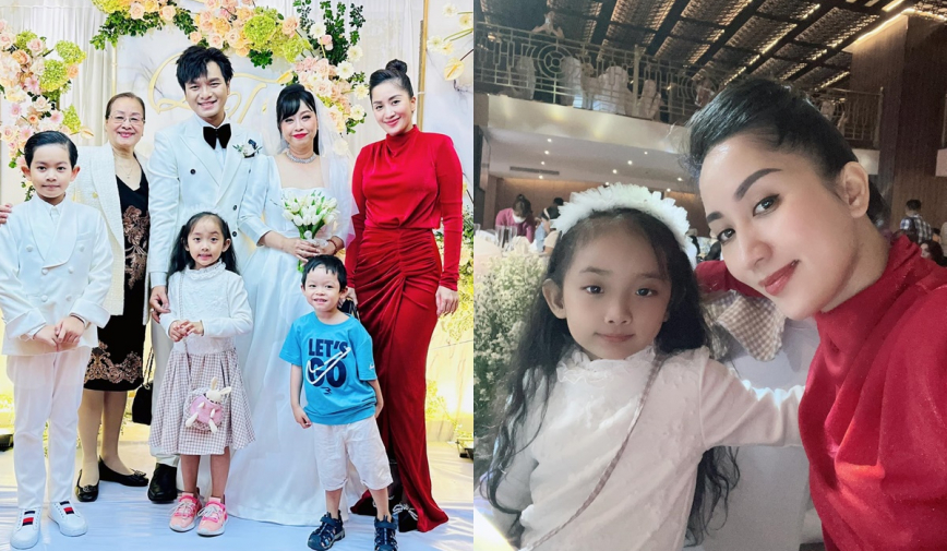 Mang bầu lần 3, Khánh Thi vẫn tự tin diện đồ nổi bần bật đi ăn cưới, bị nói lấn lướt cô dâu