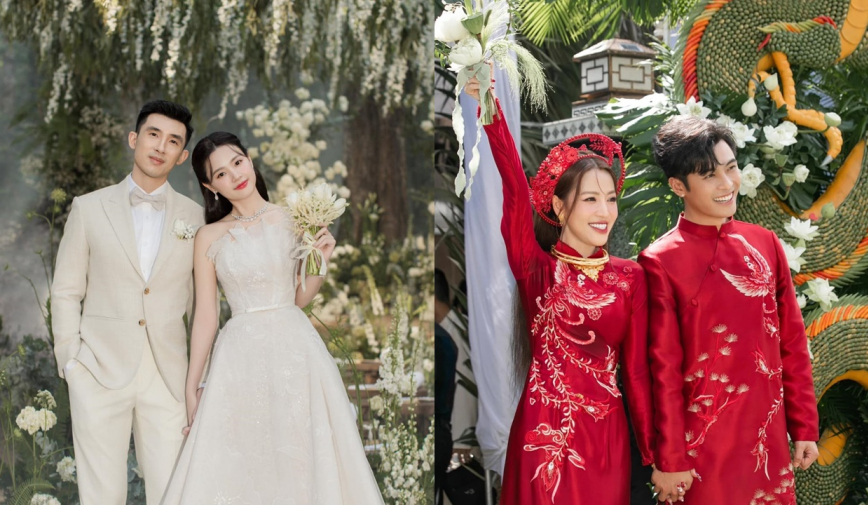Sao Việt thực hiện nghi thức lạ trong đám cưới: Midu và chồng cột tay, Gin Tuấn Kiệt rước Puka bằng phương tiện độc lạ