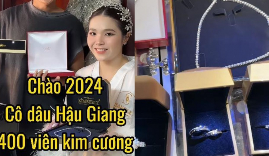Cô dâu Hậu Giang gây sốt với hồi môn 400 viên kim cương cực “khủng”, dân tình đua nhau “xin vía”