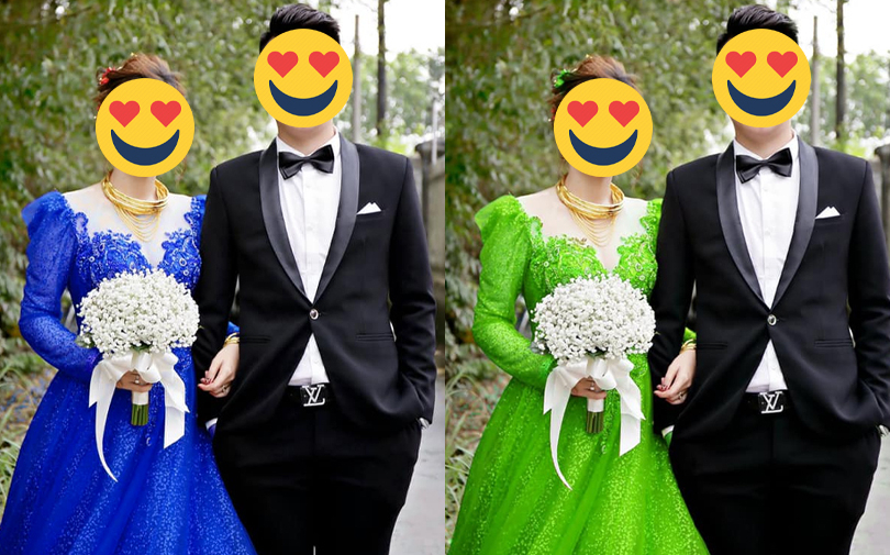 Cô dâu mặc váy cưới 1001 sắc màu 'gây lú', dân mạng đồng loạt: 'Khi vợ muốn nhiều màu nhưng không đủ kinh phí'