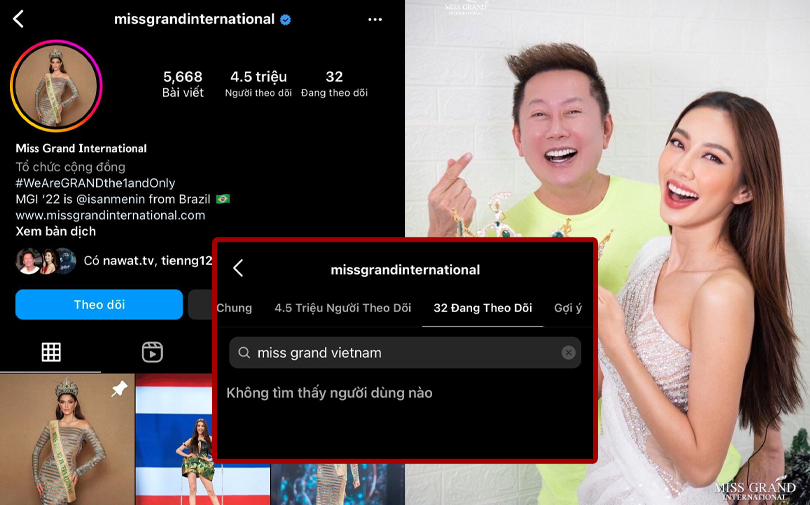 Nghi vấn Miss Grand International bỏ theo dõi Miss Grand Vietnam sau khi bị tụt 2 triệu follow?