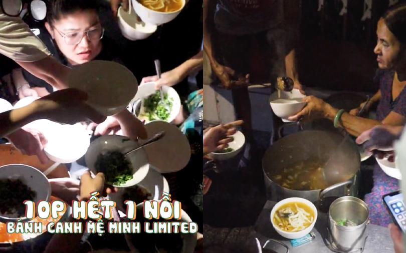 Khó tin gánh bánh canh ở Huế bán hết trong 10 phút, thực khách chen nhau giành phần