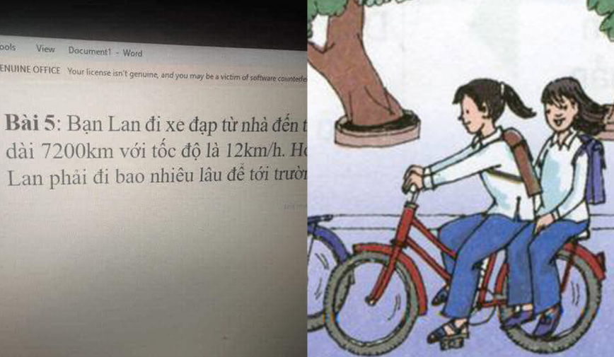 Bài toán 'Bạn Lan đi xe đạp từ nhà đến trường dài 7200km' có gì hot khiến MXH rần rần?