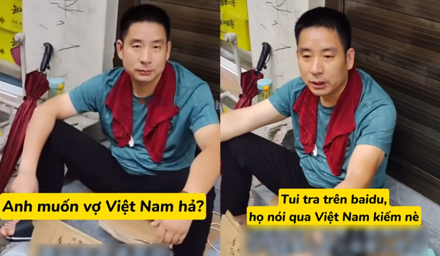 Xôn xao clip thanh niên Trung Quốc sang Việt Nam ngồi lề đường tìm vợ