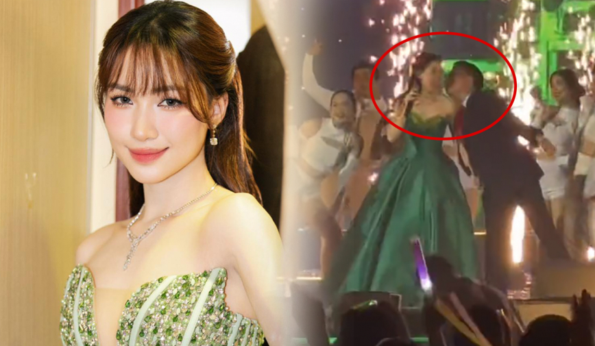 Hòa Minzy bị người đàn ông lạ 'cưỡng hôn' trên sân khấu và phản ứng cực nhanh nhạy, suýt nữa thì toang!