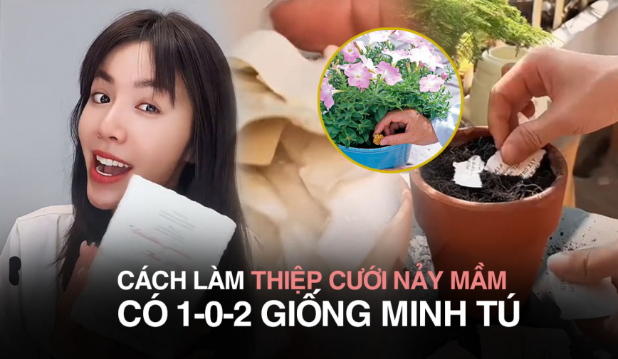 Minh Tú bật mí quy trình làm thiệp cưới mọc thành cây có 1-0-2, nở ra 1 loài hoa tên 3 chữ cực đẹp