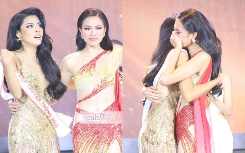 Biểu cảm khó hiểu của 2 mỹ nhân Miss Fitness Vietnam: Hoa hậu nhăn nhó, Á hậu 1 lại 'drama' như phim Ấn Độ?