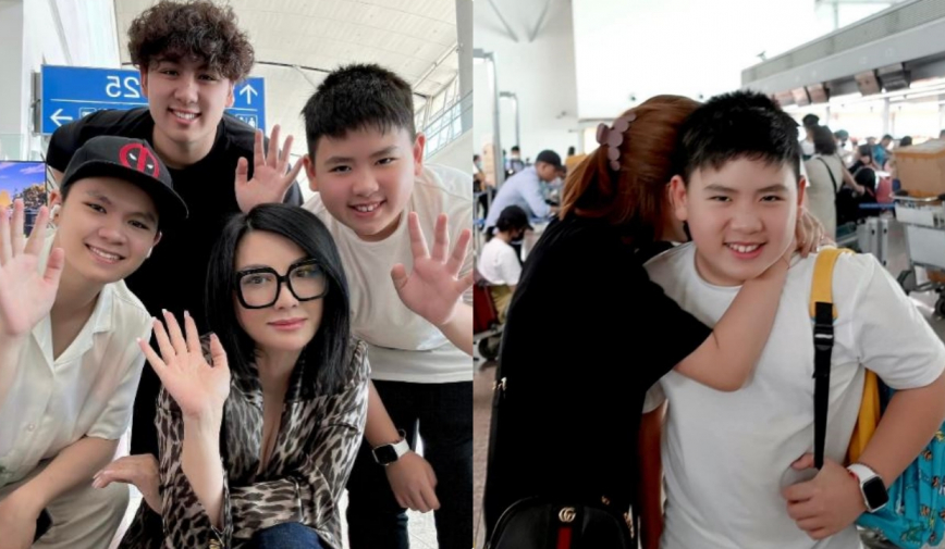 Vợ mới của Bằng Kiều khóc nức nở khi vợ cũ và các con của chồng về nước
