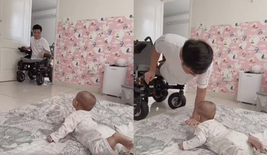 Clip chơi đùa cùng con của 'chàng trai không chân' kèm lời nhắn nhủ gây xúc động mạnh