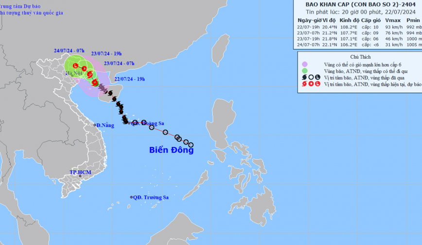 Cập nhật mới: Bão số 2 đang ở giai đoạn mạnh nhất, giật cấp 13