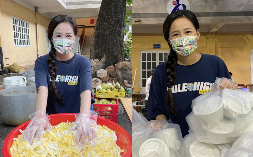 Hoa hậu Mai Phương Thuý dậy từ 4h sáng, hỗ trợ suất ăn cho y bác sĩ tại Bệnh viện Nhiệt đới Tp.HCM