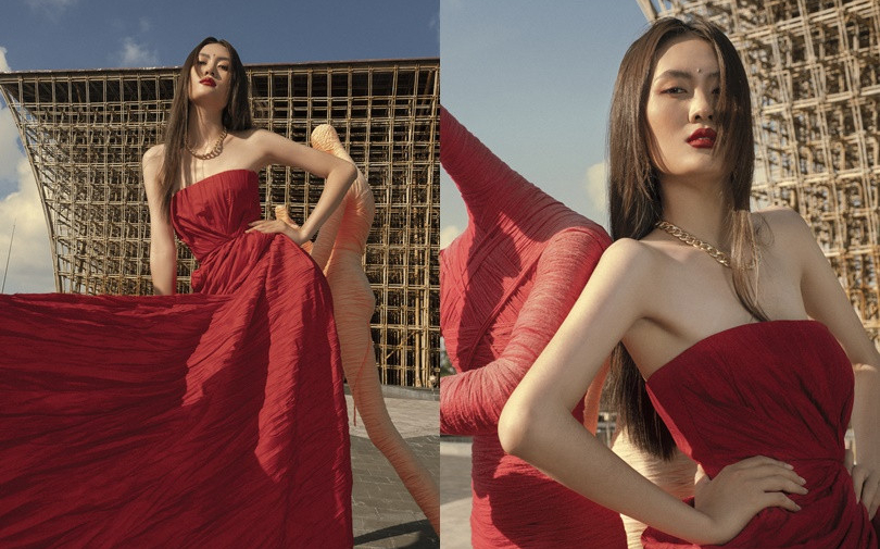 Quán quân The Next Face Vietnam tung bộ ảnh khoe thần thái quyến rũ, tôn trọn đôi chân dài trong bộ váy xẻ cao