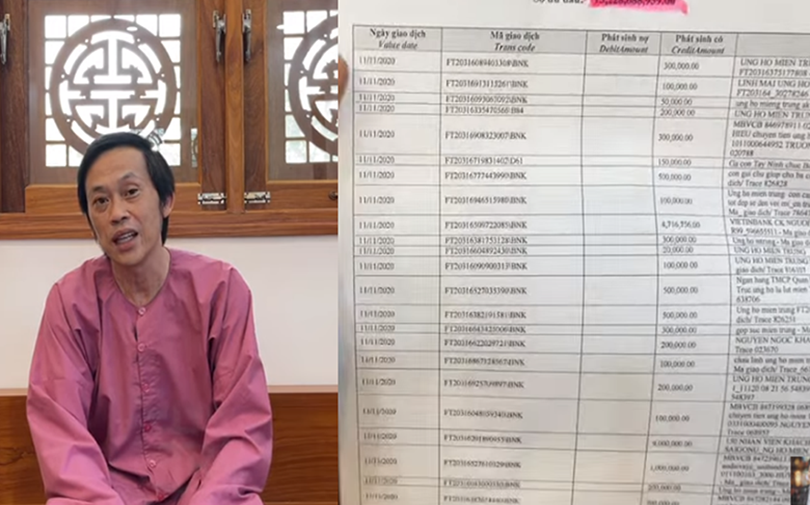 Toàn bộ sao kê của NSUT Hoài Linh: Tiền lãi ngân hàng được 8 triệu, bỏ tiền túi góp thêm 100 triệu