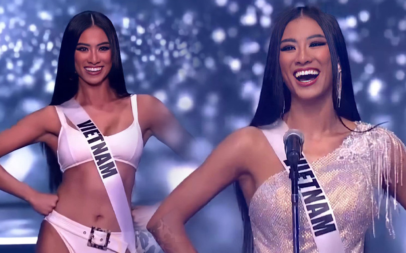 Kim Duyên tự tin sải bước ở phần thi dạ hội, bikini và Quốc phục trong bán kết Miss Universe 2021