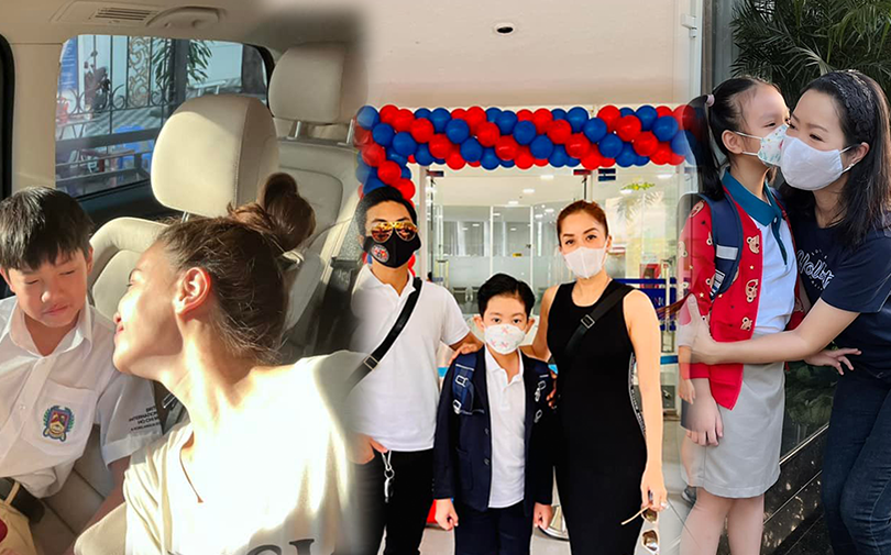 Sao Việt đưa con đến trường: Quý tử Hà Hồ, Khánh Thi bảnh trai, Vy Oanh 'quay xe' hài hước