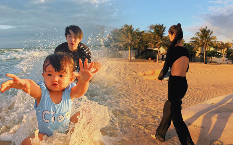 “Cười ngất” với bộ ảnh chơi biển nhà Đông Nhi - Ông Cao Thắng: Rời vòng tay mẹ là bão tố!