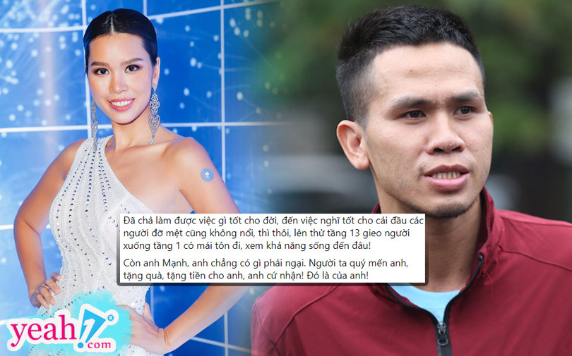Siêu mẫu Hà Anh bức xúc những bình luận bỉ ổi, khuyên anh Nguyễn Ngọc Mạnh: 'Người ta quý mến nên tặng tiền, anh cứ nhận'