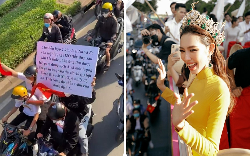 Thùy Tiên đi diễu hành gặp fan nhờ giải bài Hóa học, CĐM: 'Muốn gặp idol mà mẹ bắt học bài sao?'