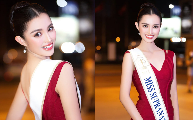 Hoa hậu Siêu quốc gia 2013 rạng rỡ checkin tại sân bay Việt Nam