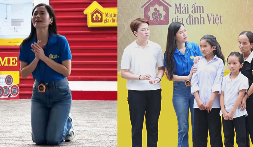 Xót xa bé gái lớp 7 mồ côi cha Lâm Vĩ Dạ quỳ gối kêu gọi quyên góp