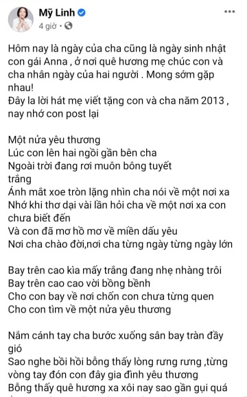 Sao Vi t trong Ng y c a Cha Hoa h u Kh nh V n Di u Nhi chia s