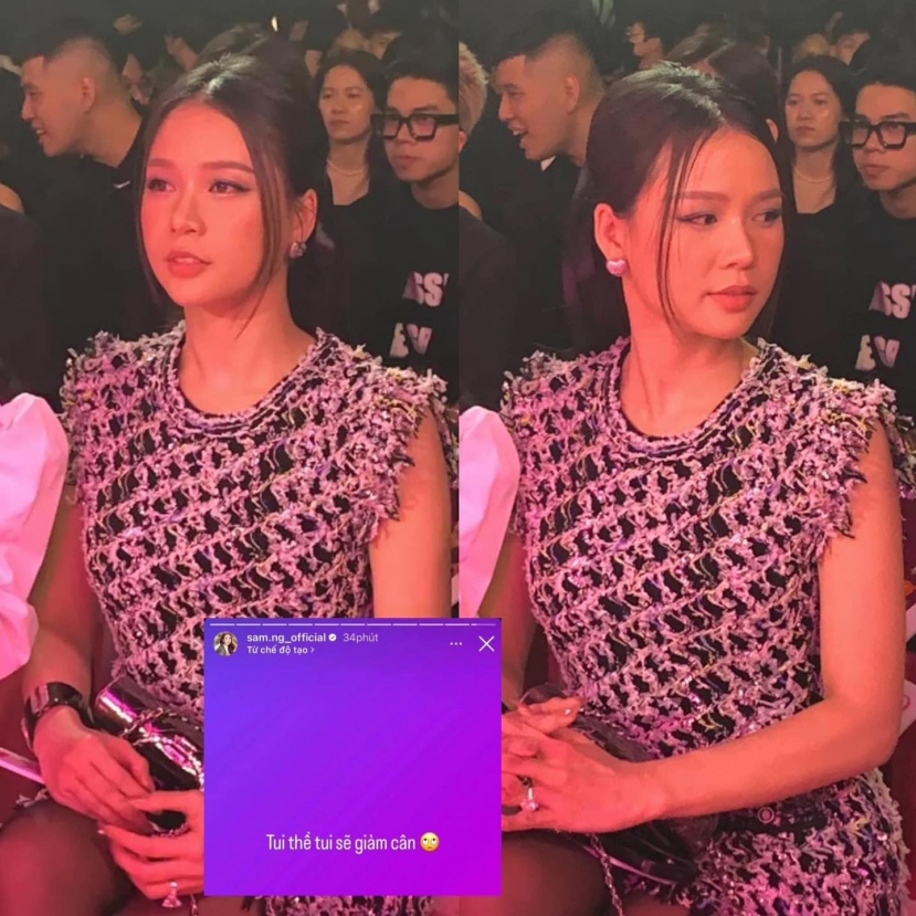 Cô nàng khẳng định chưa có em bé, chỉ là đang tăng cân nên mới tròn trịa mà thôi. Ảnh: FBNV