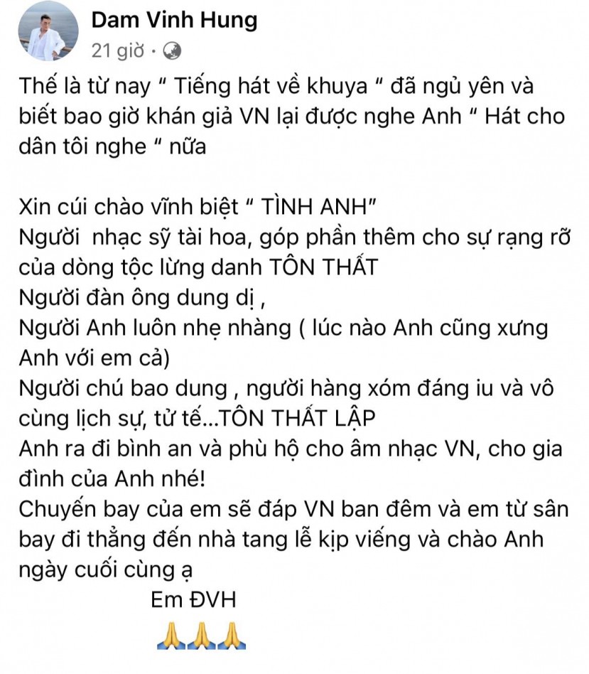 Một nhạc sĩ gạo cội qua đời, Đàm Vĩnh Hưng vừa bay về Việt Nam đã lập tức đến chia buồn - ảnh 3