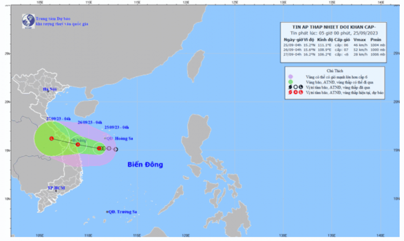 Dự báo vùng nguy hiểm của áp thấp nhiệt đới hướng vào khu vực Đà Nẵng - Quảng Ngãi, Trung Bộ mưa rất to - ảnh 1